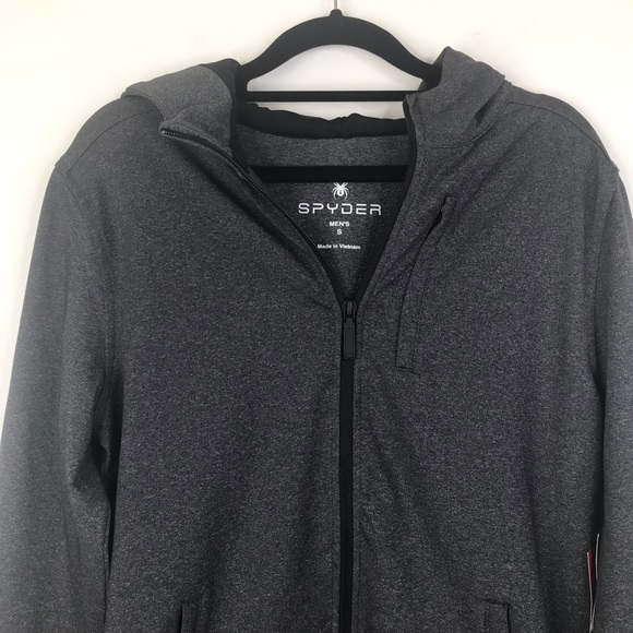 NWT Spyder Mens Full Zip Gray Jacket with Hoodie - Picture 2 of 5